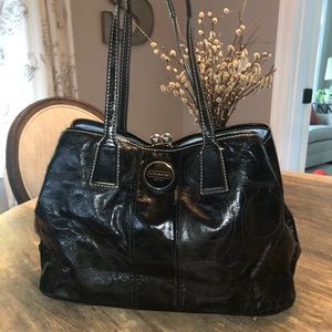 Genuine Coach LG Black Patent Signature Satchel